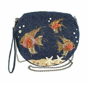 Mary Frances No Filter Fish Bowl Swim Blue Special Aqua Beaded Handbag Bag New